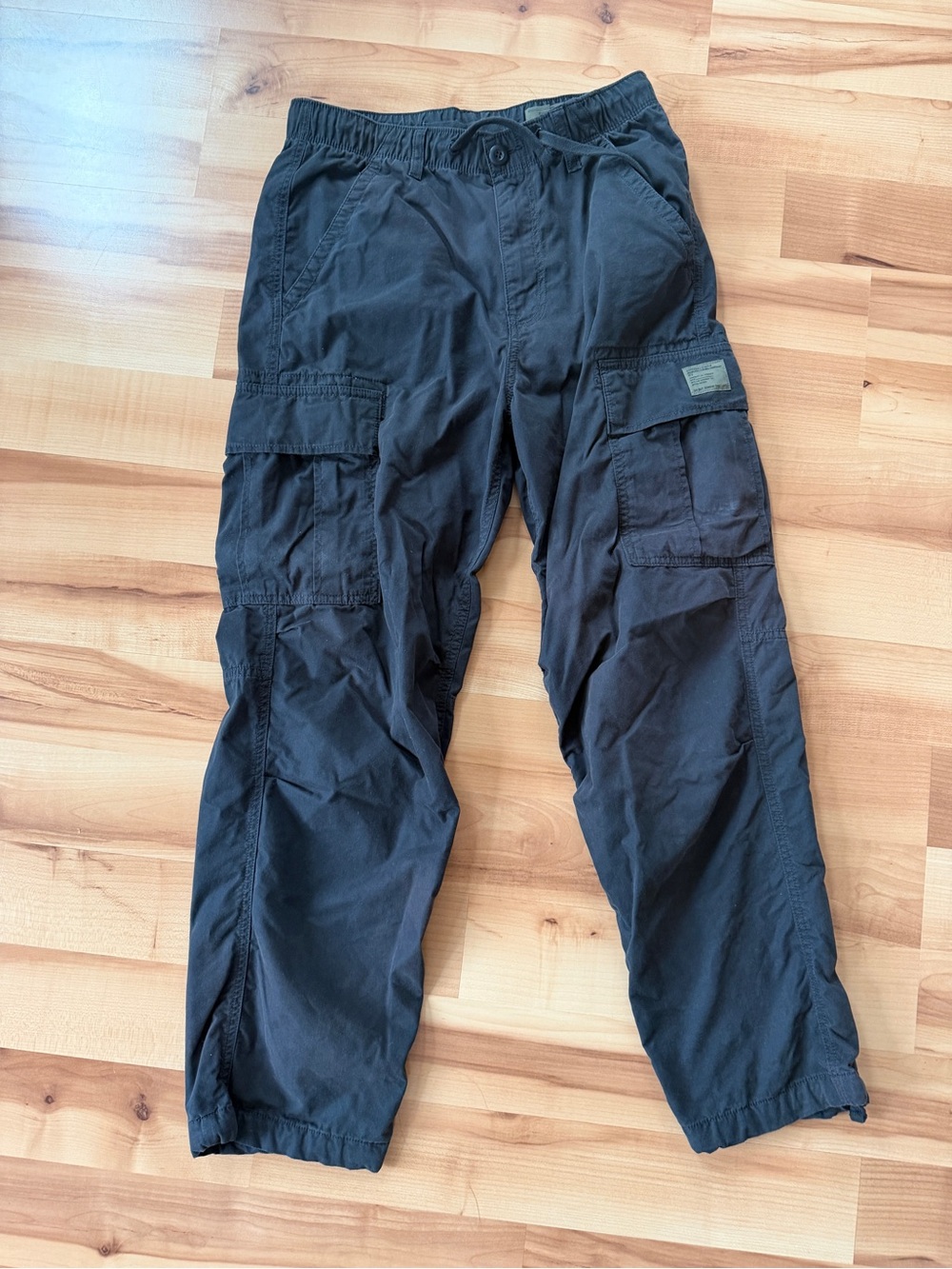 Superdry Men's Black Cargo Pants with Elastic Waist